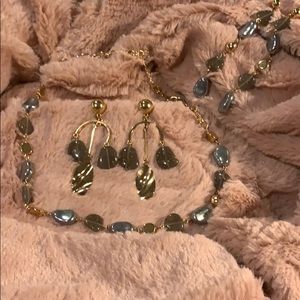 Gray Necklace & Earrings Set